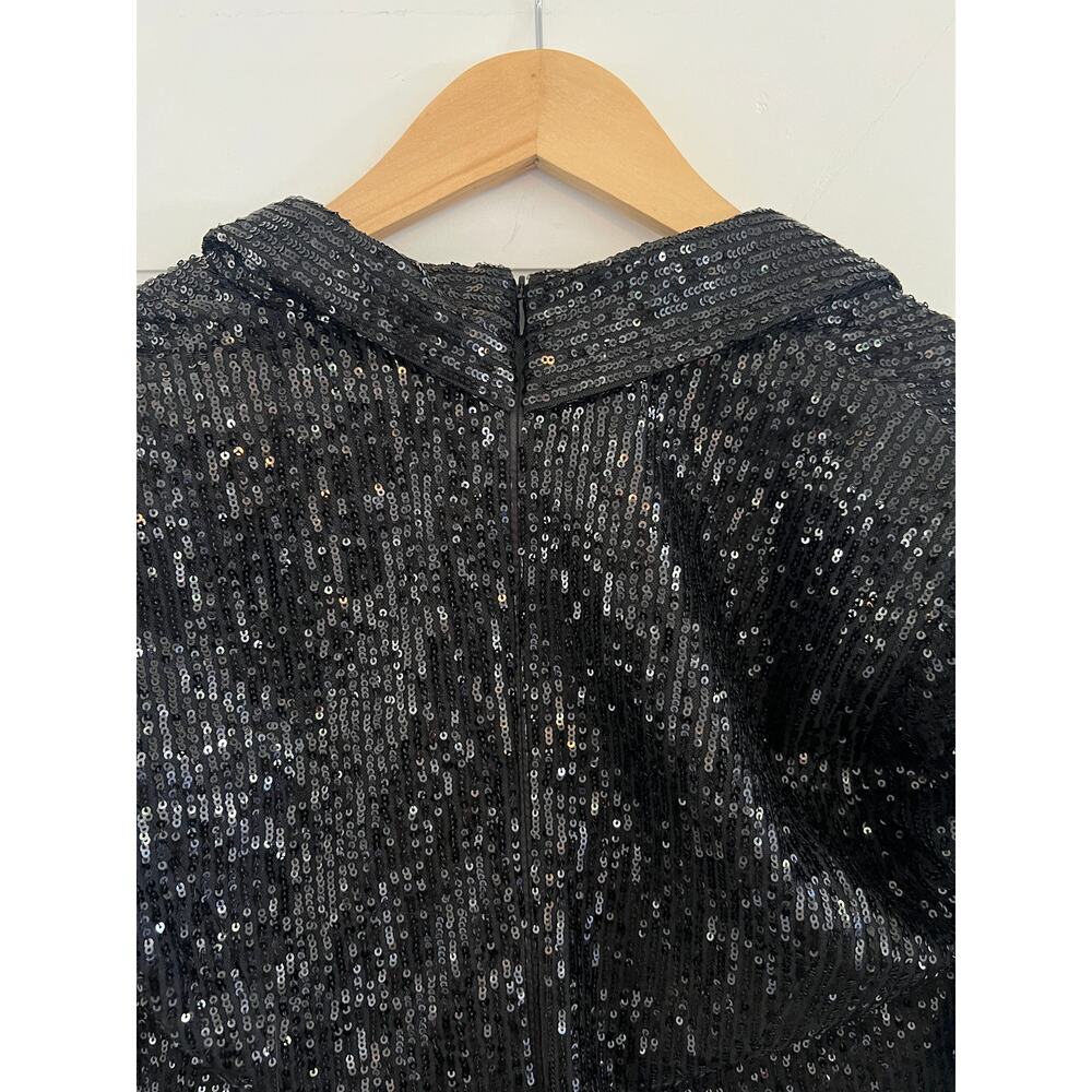 Eliza J Sequin Button Down Coat Dress Womens Size 8 Y2K Glam Party Event Black - Picture 13 of 15